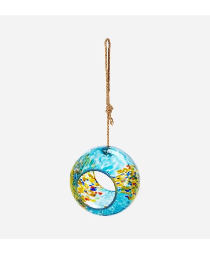 Hanging Glass Round Bird Feeder Gift 