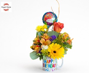 Happy Birthday Mug Arrangement Powell Florist Exclusive