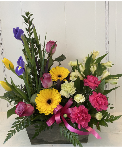 Happy Birthday Smiles Wooden Box Arrangement
