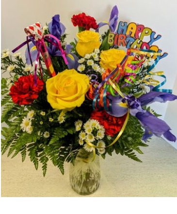Happy Birthday Two NFS-A101 Vase arrangement in Plattsburgh, NY | NELSON'S FLOWER SHOP
