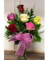 1/2 Dozen Colored Roses 
