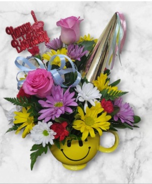 Happy Happy Birthday Bouquet  FHF-B77411 Fresh Flower Keepsake (Local Delivery Only)
