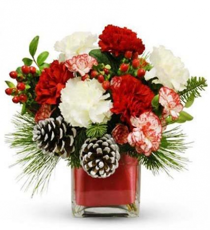 Happy Holidays Cube vase arrangment