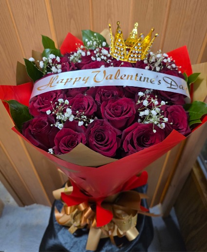 Happy Valentine's Day Bouquet 24 Red Roses 