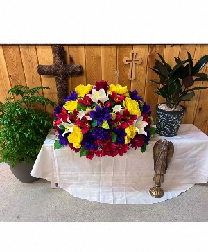 Harmony Blooms Silk Flower Headstone Arrangement