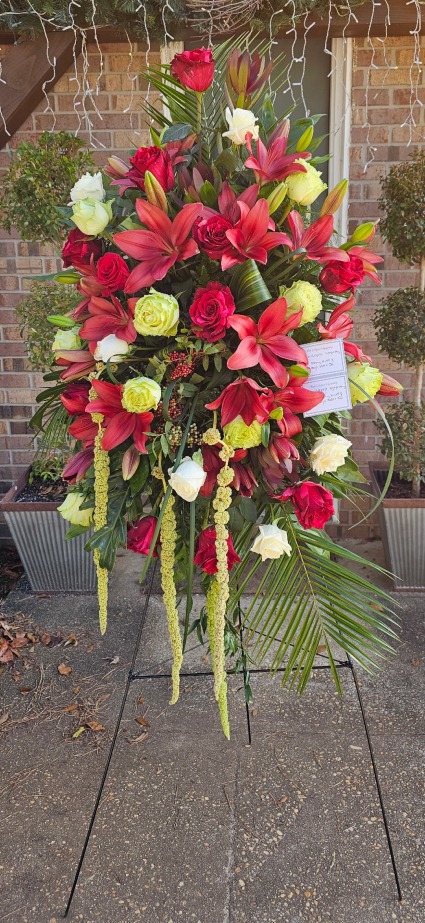 Harmony in Crimson and Ivory Standing spray