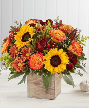 Harvest glow fall décor wooden cube