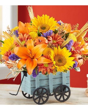 HARVEST HAYRIDE FLOWER ARRANGEMENT Shown at $69.99 