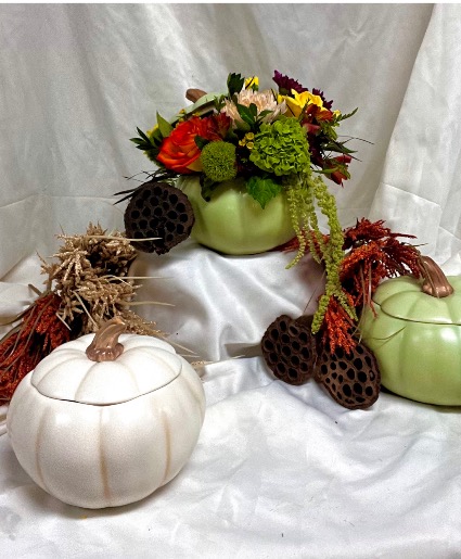 Harvest Sage Pumpkin Fall Arrangement