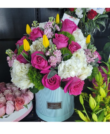 hat box flowers 