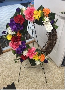 HCF WREATH Silk standing wreath spray