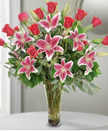 Head Over Heels RED ROSES & STARGAZER LILYS in Spring, TX | Spring Trails Florist