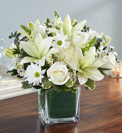 Healing Tears™ All White Sympathy Arrangement 