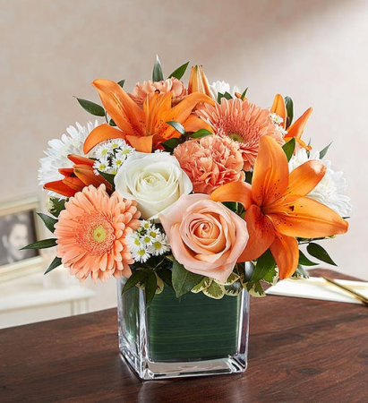 Healing Tears - Peach, Orange & White Sympathy Arrangements