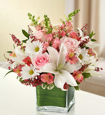 Healing Tears - Pink And White Sympathy Arrangement  in Neoga, IL | Flowers By Debbie