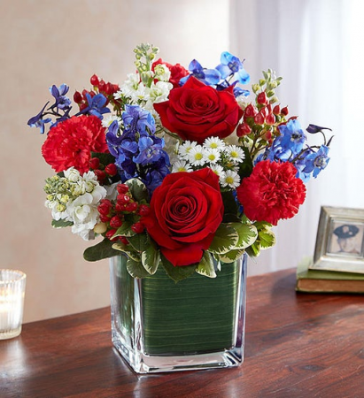 Healing Tears - Red, White & Blue Sympathy Arrangements