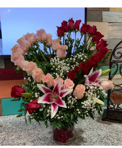 Heart of roses Red and pink roses 