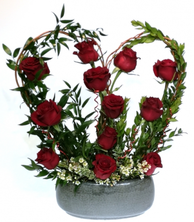 Heart on Fire Container Arrangement