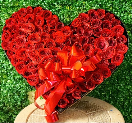 Heart shaped box with  roses 