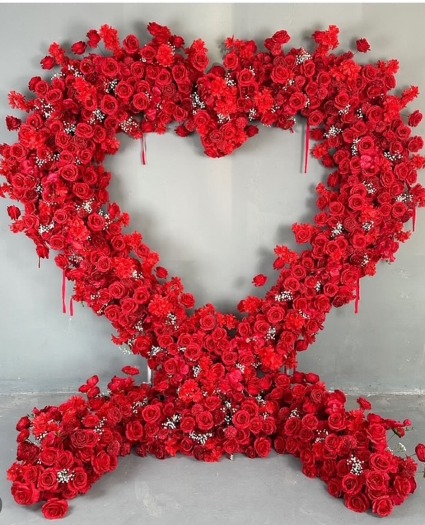 Heart Shaped Floral Wall (Red) Event Wall