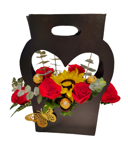 Heart shaped wooden bag  