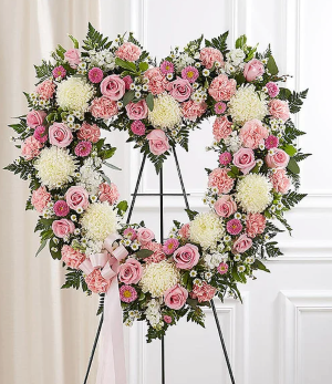 Pink & White Heart Standing Spray 