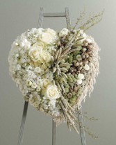 HEART STANDING SPRAY WHITE Red Rose Bouquet
