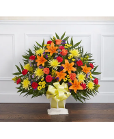 Heartfelt Colorful Tribute Basket Sympathy Floor Basket
