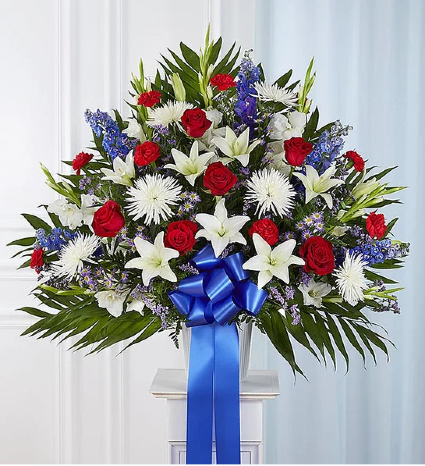 Heartfelt Sympathies Red, White and Blue Standing 