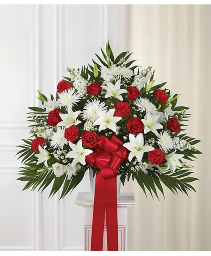Heartfelt Sympathies Red & White Basket Medium