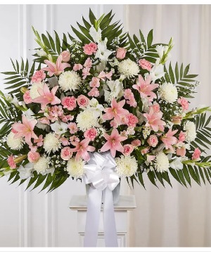 Heartfelt Sympathies Standing Basket- Pink &White 