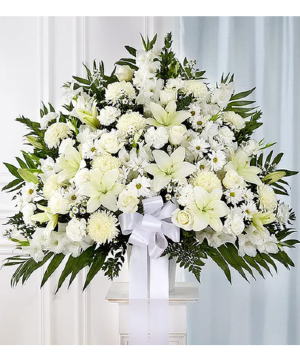 Heartfelt Sympathies White Basket Large