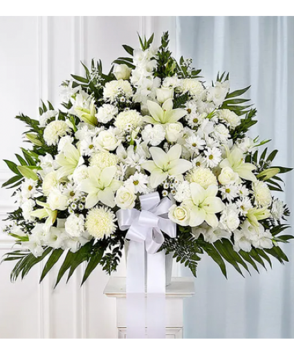 Heartfelt Sympathies White Basket Large