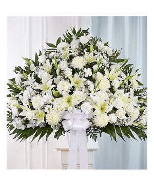 Heartfelt Sympathies White Standing Basket 