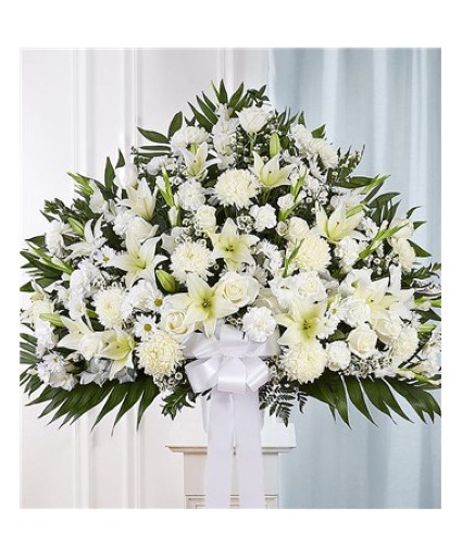 Heartfelt Sympathies White Standing Basket 