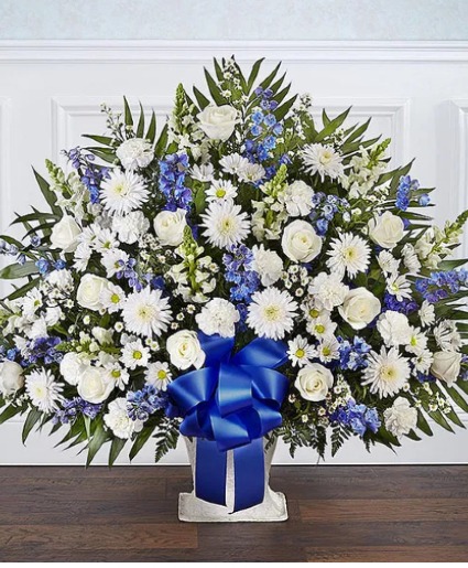 Heartfelt Tribute Blue & White Floor Basket Arran 