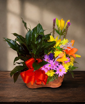 Heartfelt Tribute (masculine colors) PEACE LILY + FRESH FLOWERS in Weatherford, OK | The Flower Box Florist