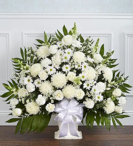 Heartfelt Tribute White Floor Basket 