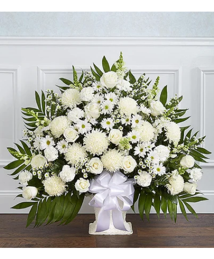 Heartfelt Tribute™ White Floor Basket  Funaral Basket