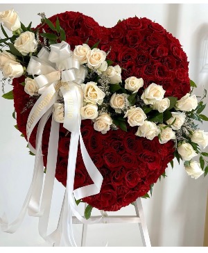 Forever in Our Hearts – Red Rose Sympathy Heart 