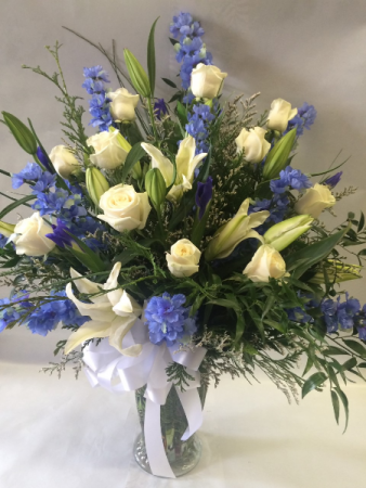 Heaven and Sky Sympathy Vase Arrangement