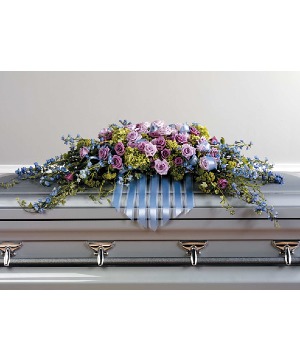Heavenly Blue Remembrance Casket Spray