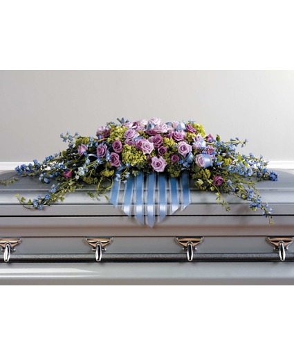 Heavenly Blue Remembrance Casket Spray