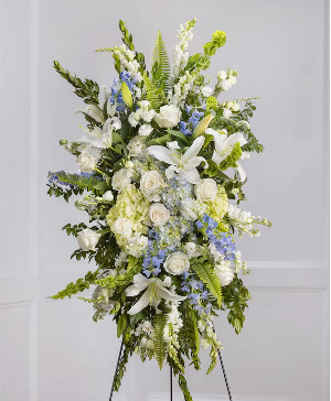 HEAVENLY BLUE TRIBUTE Standing Spray