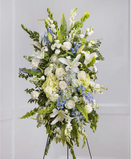 HEAVENLY BLUE TRIBUTE Standing Spray