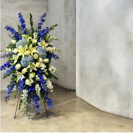 Heavenly Blues Spray Sympathy Flowers