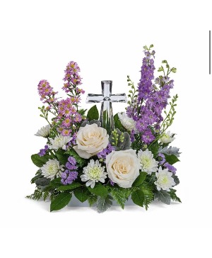 Lavendar cross arrangement  