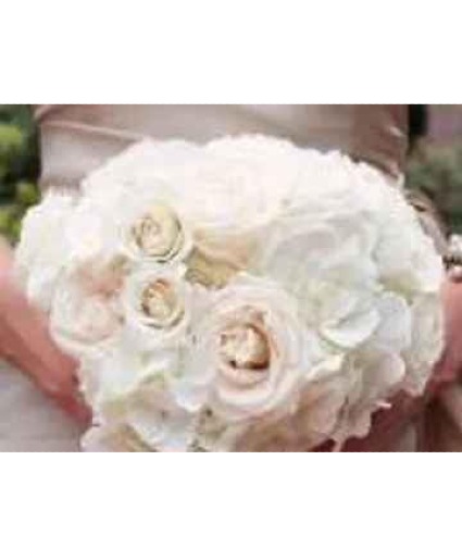 White Hydrangea And White Rose Bridal Bouquet Wedding Bouquet