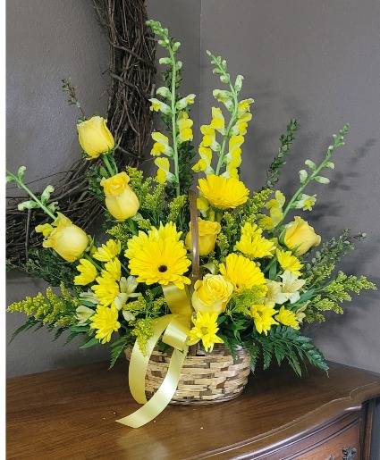 Heavenly sunshine Basket arrangement 