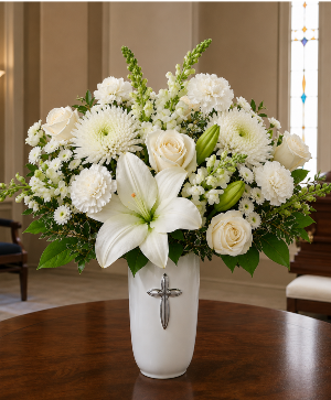 Heavenly White Promise Call Us for Faster Service & Daily Specials: (915) 303-8500 Text Us to Order Anytime: (915) 505-3708 Your trusted source for Flowers & Delivery in El Paso TX 